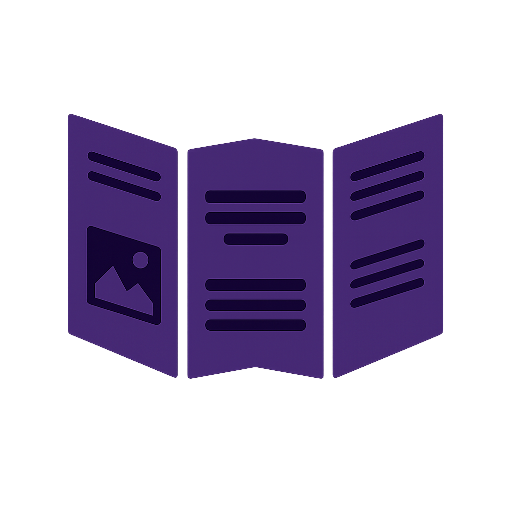 create a dark purple brochure icon-1