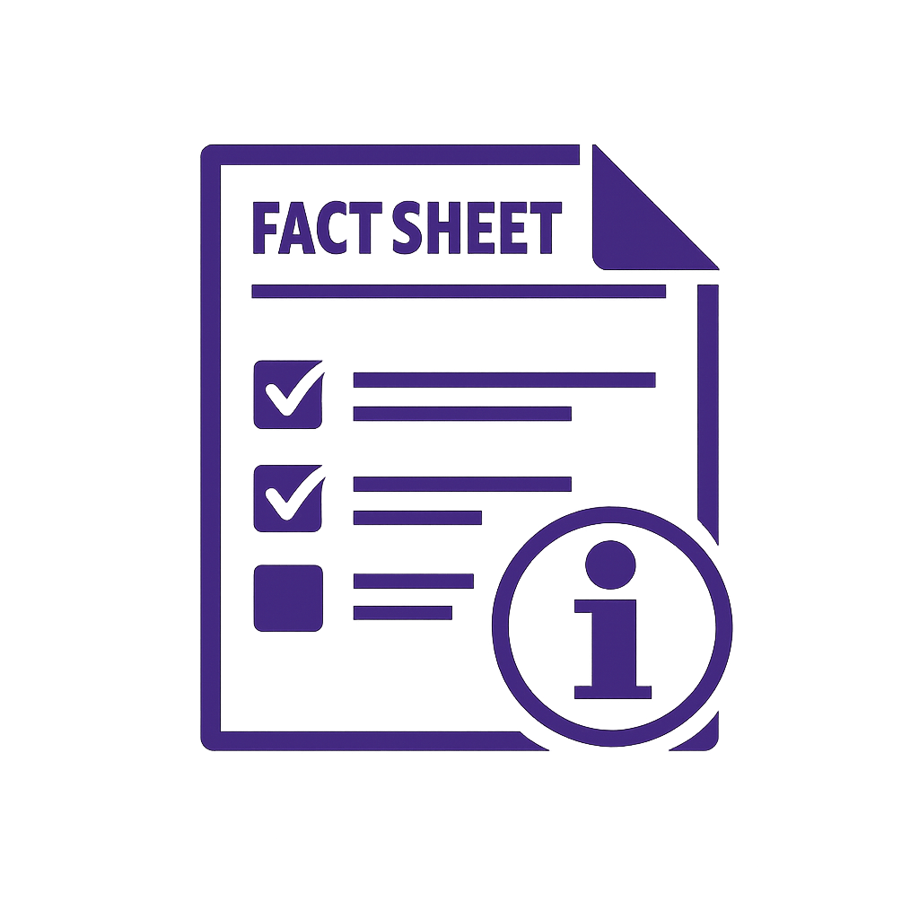create a dark purple fact sheet icon